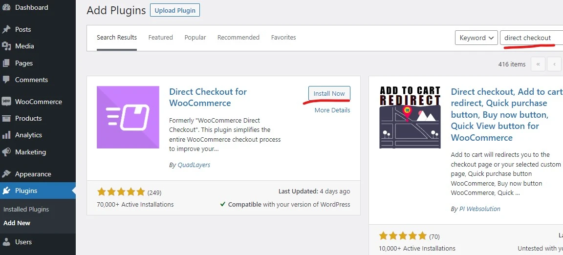 wordpress add to cart to checkout