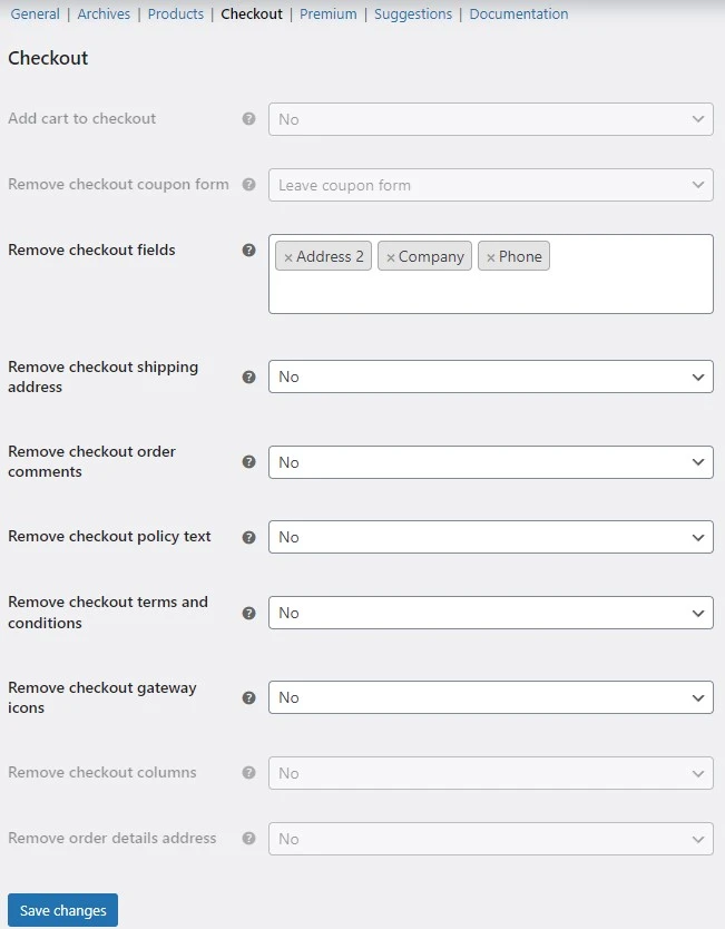 how to remove checkout fields from woocommerce