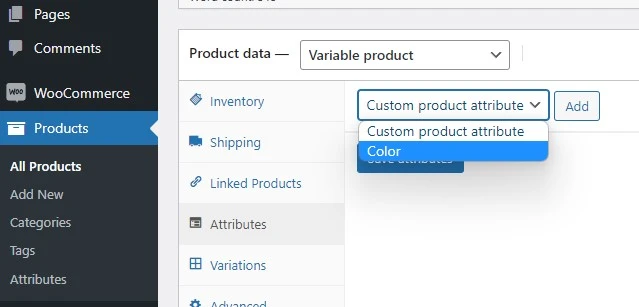 woocommerce product variable