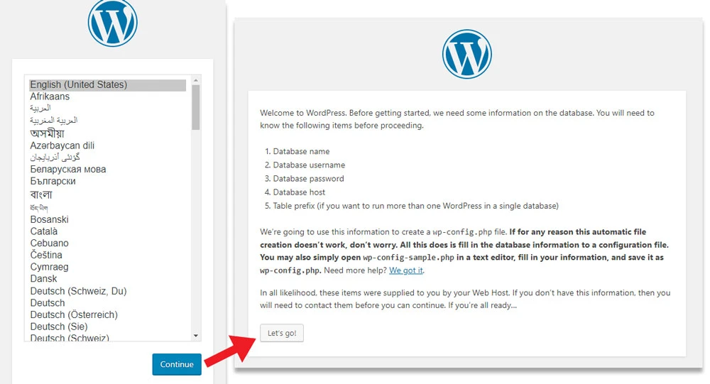 directadmin wordpress installation