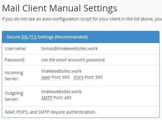 Cpanel smtp settings