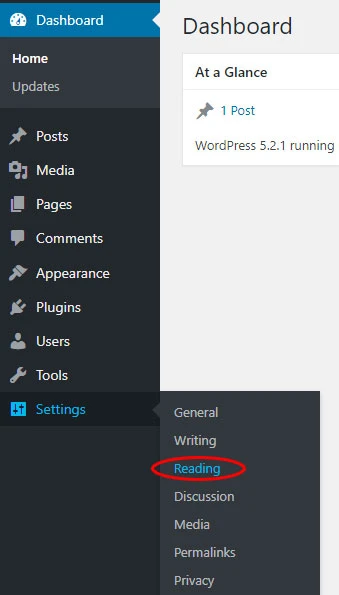 wordpress homepage settings