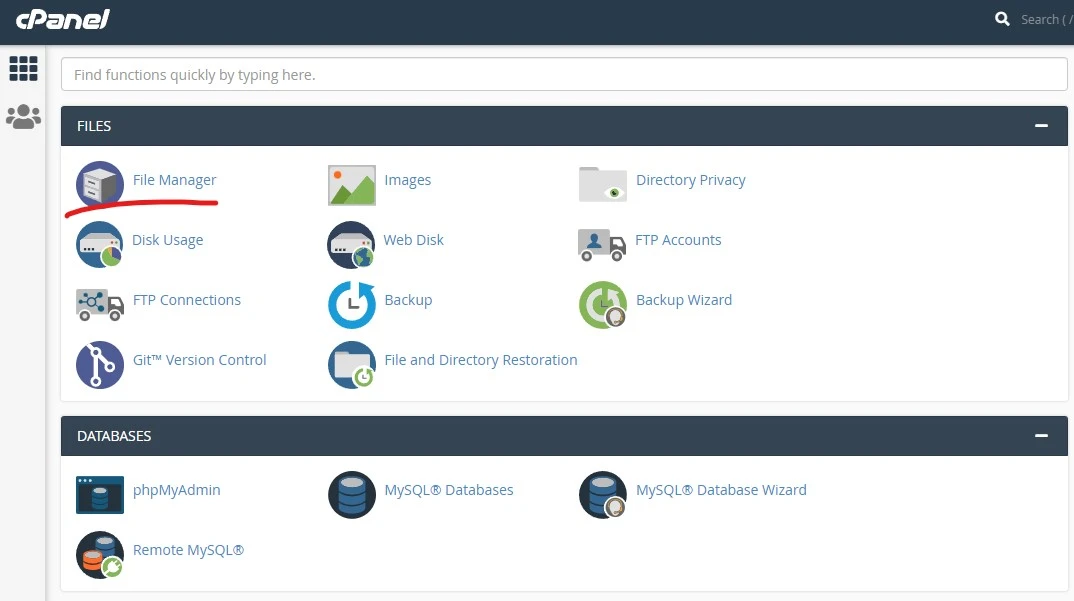 wordpress database credentials in cpanel