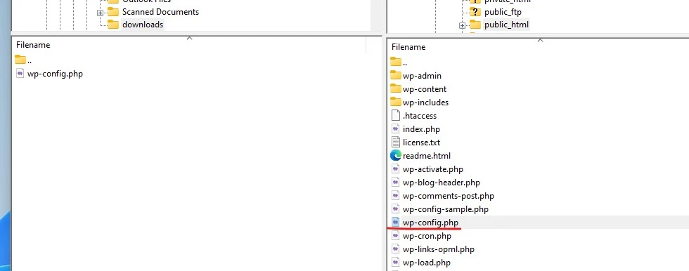 view wordpress files using filezilla