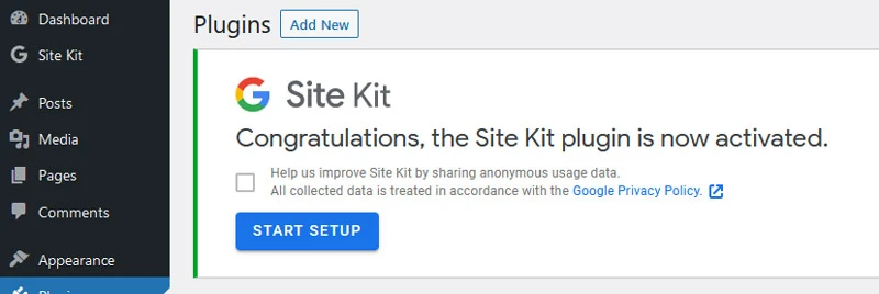 how to setup google site kit in wordpress