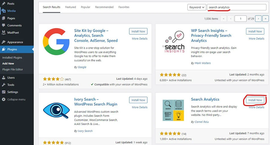 wordpress search analytics best plugin