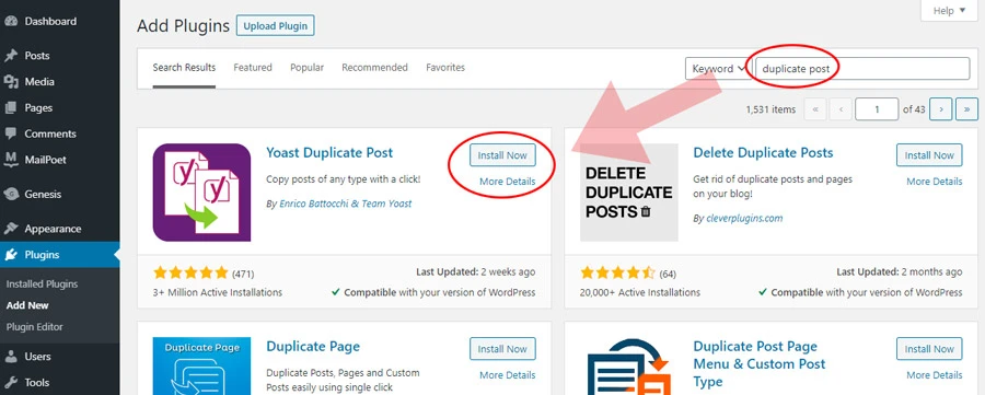 how to make a copy of a page in wordpress