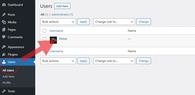 wordpress change password  from admin panel