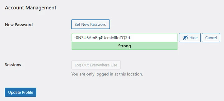 How to change WordPress password using admin panel
