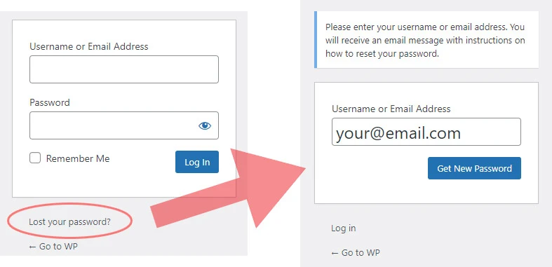 how to reset wordpress password using email