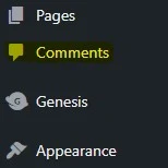 comments link in WordPress admin menu