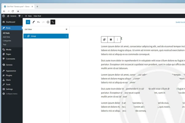 How to make WordPress Gutenberg editor wider in Genesis Sample theme