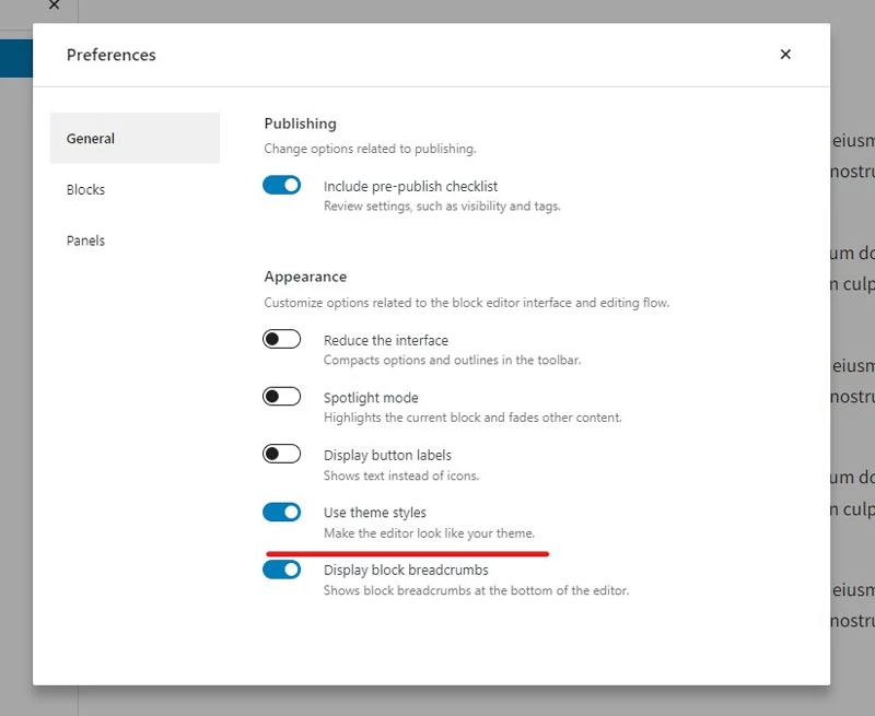 disable theme styling css in gutenberg editor