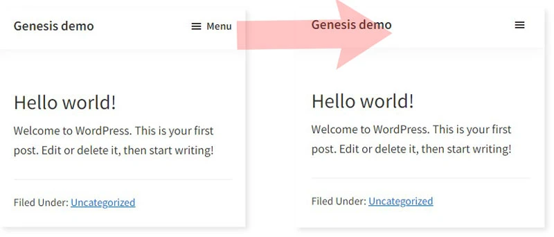 how to remove word Menu from genesis sample theme