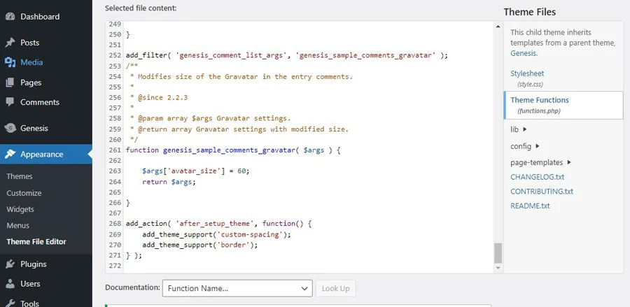 How to add padding and border settings to Genesis Sample theme