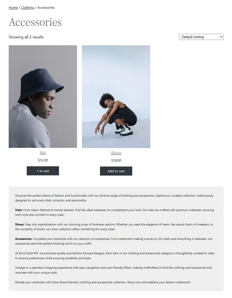 woocommerce add text under category products list