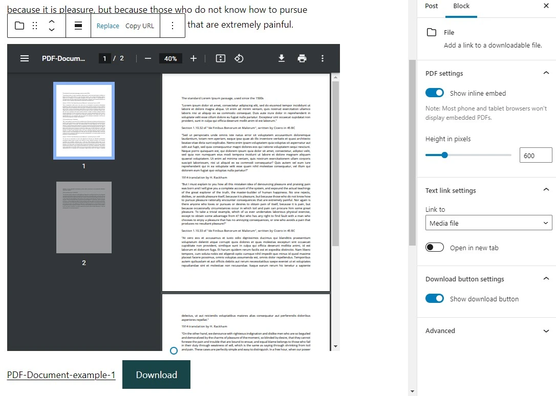 how to embed pdf file to wordpress